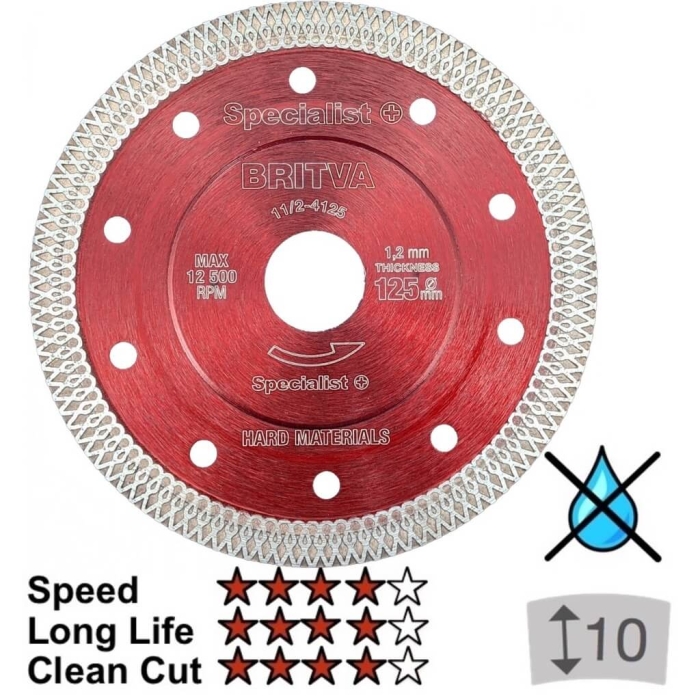 Deimantinis diskas akmeniui pjauti BRITVA, 125 x 1,2 x 22 mm SPECIALIST - Image 2