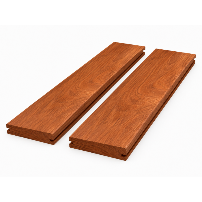 Kietmedžio terasinė lenta Tali 21x145 su įpjovomis (Afrikietiškas CUMARU), Pasirenkamas ilgis - Image 2