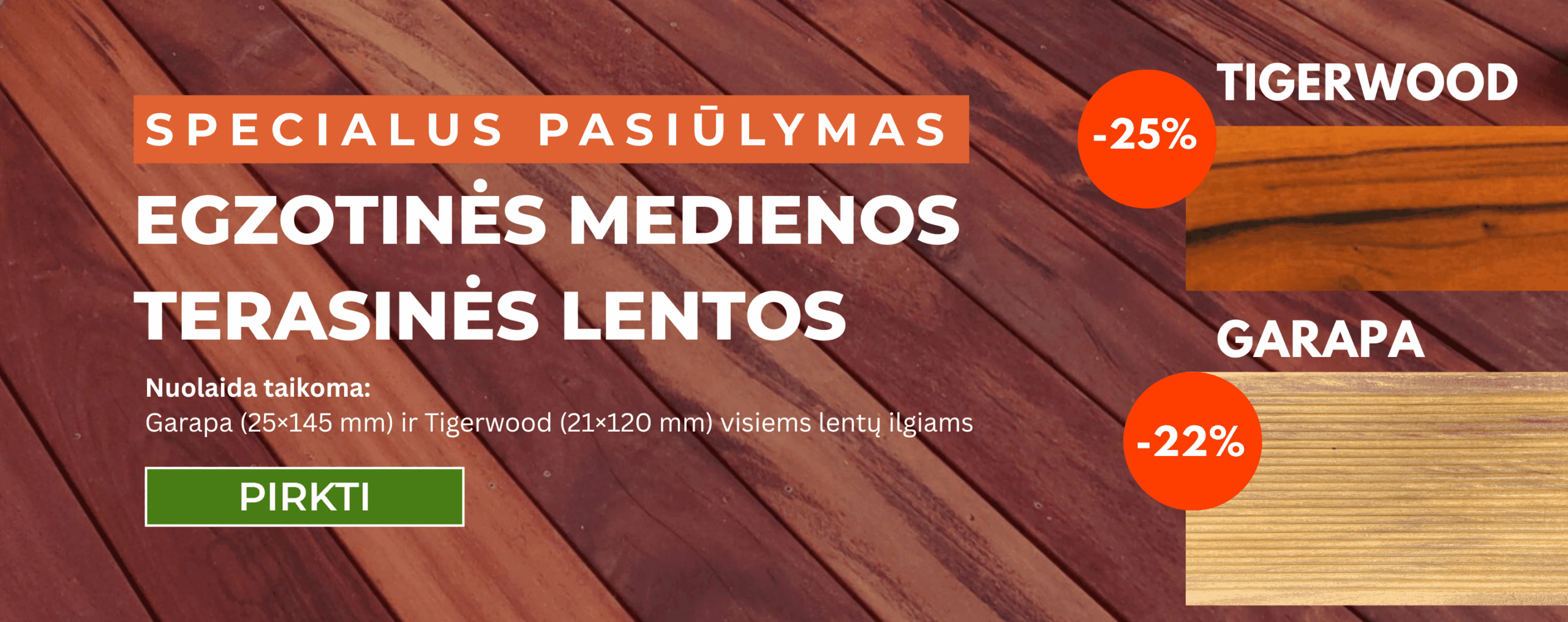 Egzotinės medienos terasinės lentos