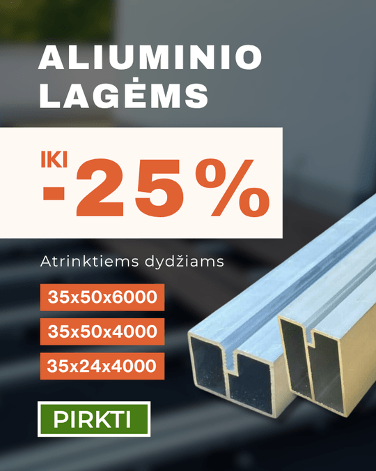 aliuminio lagems nuolaida iki -25% mds terasos