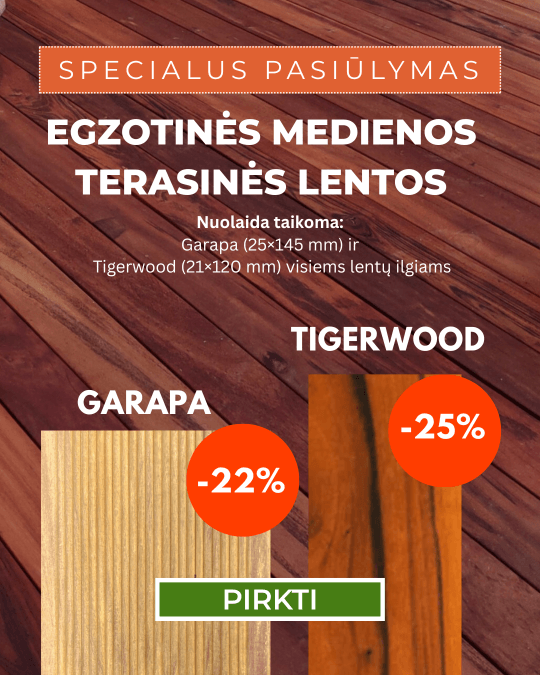Egzotinės medienos terasinės lentos