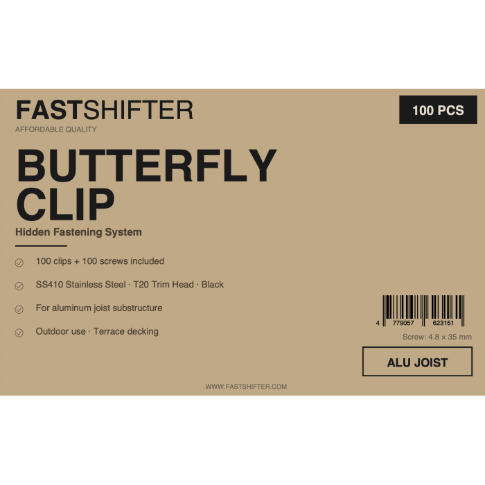 Fastshifter Butterfly Clip(Bclip) fiksatorius su savisriegiu lentoms su įpjovomis, aliuminio karkasui, 100vnt - Image 3